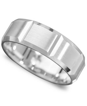Men's 14k White Gold Ring, Vertical Cut Band (size 6-13)