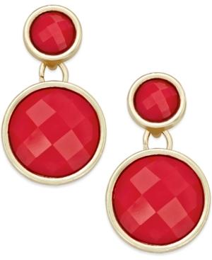 Inc International Concepts Gold-tone Large Red Circle Drop Earrings, Only At Macy's