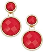 Inc International Concepts Gold-tone Large Red Circle Drop Earrings, Only At Macy's