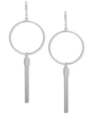 Nine West Silver-tone Hoop & Chain Tassel Drop Earrings