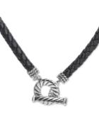 American West Black Leather 20 Toggle Necklace In Sterling Silver