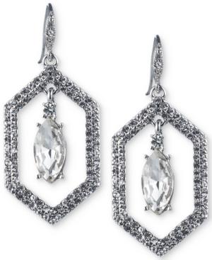 Carolee Silver-tone Crystal Openwork Drop Earrings