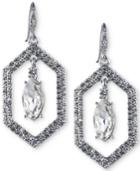 Carolee Silver-tone Crystal Openwork Drop Earrings