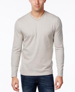 Tasso Elba Men's V-neck Heathered Long-sleeve T-shirt