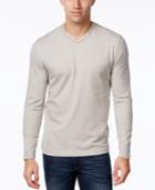 Tasso Elba Men's V-neck Heathered Long-sleeve T-shirt