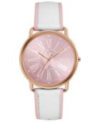 Guess Women's Pink & White Leather Strap Watch 41mm