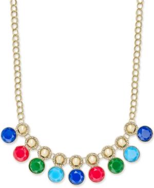 Charter Club Gold-tone Pave And Colored Stone Necklace, Created For Macy's