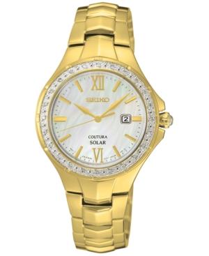 Seiko Women's Solar Coutura Diamond Accent Gold-tone Stainless Steel Bracelet Watch 29mm Sut242