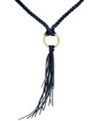 Inc International Concepts Gold-tone Faux Leather Braided Tassel Lariat Necklace, Only At Macy's