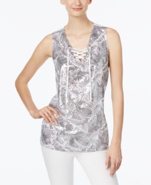 Inc International Concepts Embellished Lace-up Tank Top, Created For Macy's