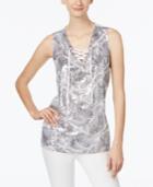 Inc International Concepts Embellished Lace-up Tank Top, Created For Macy's