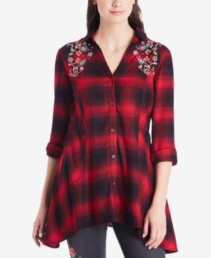 Vintage America Ries Embroidered Plaid Shirt