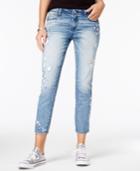 Rewash Juniors' Ripped Embroidered Skinny Jeans