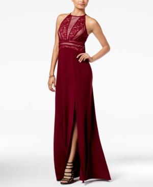Morgan & Company Juniors' Illusion Lace Gown