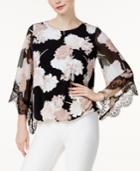 Alfani Floral-print Angel-sleeve Top, Created For Macy's