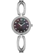 Bulova Women's Crystal Accent Stainless Steel Bangle Bracelet Watch 26mm 96l224