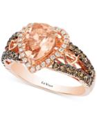 Le Vian Chocolatier Peach Morganite (1-1/5 Ct. T.w.) And Diamond (2/3 Ct. T.w.) Ring In 14k Rose Gold, Only At Macy's