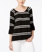 Inc International Concepts Striped Peasant Top, Only At Macy's