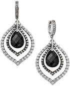 Onyx (9x13x5-1/2mm) Briolette And Swarovski Zirconia Drop Earrings In Sterling Silver