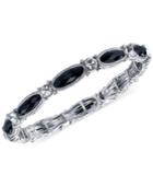 2028 Silver-tone Black Stone And Crystal Stretch Bracelet, A Macy's Exclusive Style