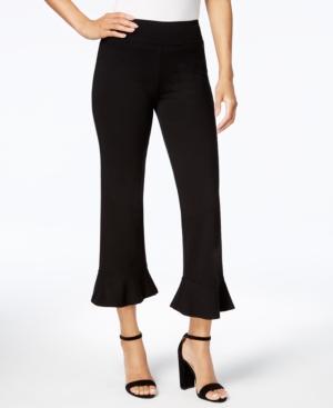 Kensie Cropped Flounce-hem Trousers