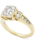 Diamond Cluster Engagement Ring (1 Ct. T.w.) In 14k Gold