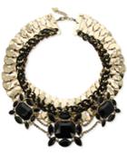 Guess Gold-tone Jet Stone Wide Collar Necklace