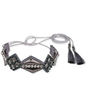 Deepa Gunmetal-tone Crystal, Bead & Tassel Hair Tie Wrap