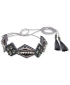 Deepa Gunmetal-tone Crystal, Bead & Tassel Hair Tie Wrap