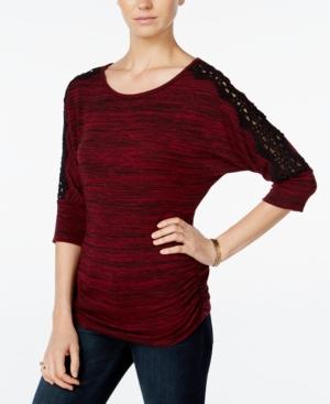 Bcx Juniors' Space-dyed Crochet-trim Top