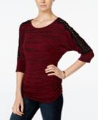 Bcx Juniors' Space-dyed Crochet-trim Top