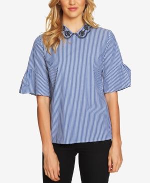 Cece Ruffle-sleeve Embroidered Blouse