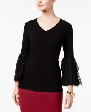 Thalia Sodi Tiered Lace-cuff Sweater, Created For Macy's