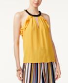 Bar Iii Keyhole Ruffle-trim Top, Created For Macy's