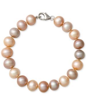 Belle De Mer Multi-color Cultured Freshwater Pearl Bracelet In Sterling Silver (9-1/2mm)