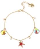 Betsey Johnson Gold-tone Sea-themed Charm Ankle Bracelet