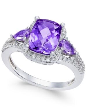 Amethyst (1-3/4 Ct. T.w.) And White Topaz (1/4 Ct. T.w.) Ring In Sterling Silver