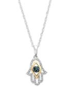 Diamond (1/10 Ct. Tw.) Hamsa Pendant Necklace In Sterling Silver And 14k Gold