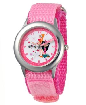 Disney Watch, Kid's Candace And Isabella Time Teacher Pink Velcro Strap 30mm W000379