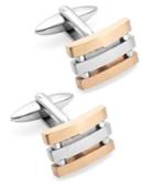 Sutton By Rhona Sutton Men's Stainless Steel And Rose Gold-tone Three-row Cuff Links