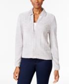Alfred Dunner Petite Cable-knit Zip-up Cardigan