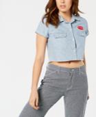 Dickies Striped Cropped Button-front Cotton Shirt