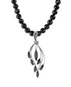 Carolyn Pollack Black Spinel Cascading Necklace In Sterling Silver