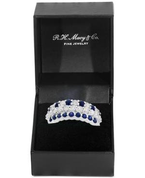 Effy 3-piece Set Sapphire (9/10 Ct. T.w.) & Diamond (9/10 Ct. T.w.) Stackable Rings In 14k White Gold