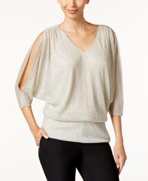 Msk Split-sleeve Metallic Blouson Top