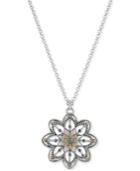 Lucky Brand Two-tone Openwork Floral Pendant Necklace