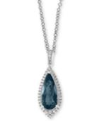 Effy London Blue Topaz (2-3/8 Ct. T.w.) & Diamond (1/4 Ct. T.w.) 18 Pendant Necklace In 14k White Gold