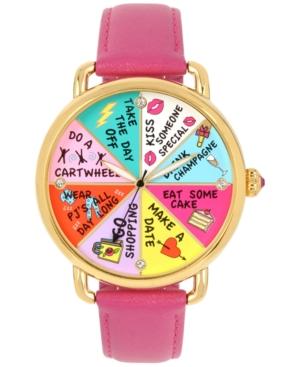Betsey Johnson Women's Fuchsia Leather Strap Watch 42mm Bj00212-13