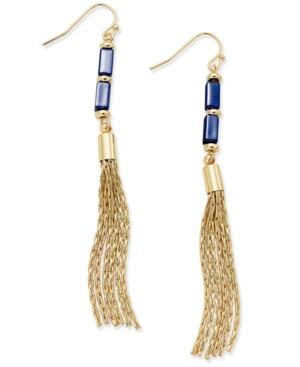 Inc International Concepts Gold-tone Navy Beaded Tassel Drop Earrings, Only At Macy's