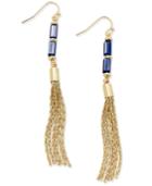 Inc International Concepts Gold-tone Navy Beaded Tassel Drop Earrings, Only At Macy's
